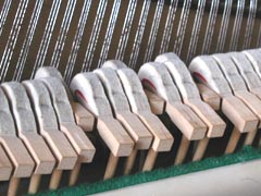 Photo of the hammers in a piano
